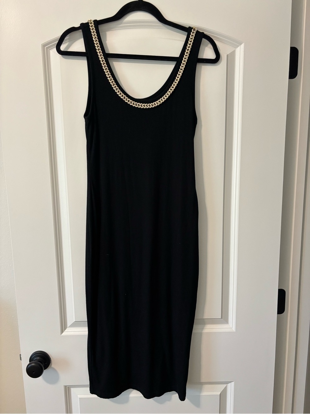 Generation Love Black Midi Tank Dress with Gold Chain Trim